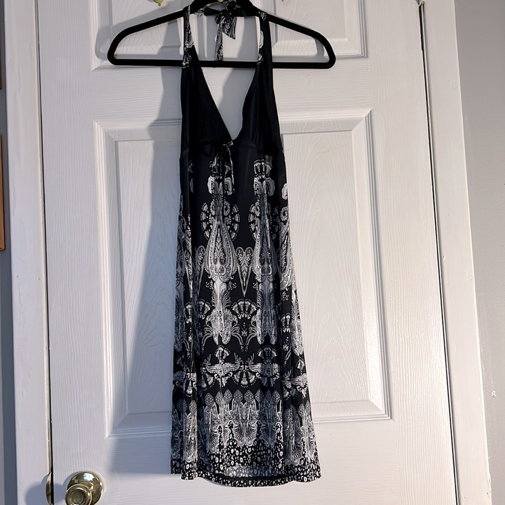 Black and white halter dress